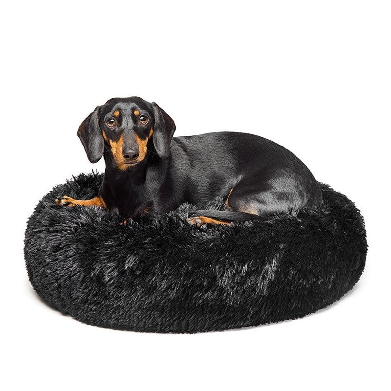 Fur King "Aussie" Calming Dog Bed - Black - 60 CM - Small