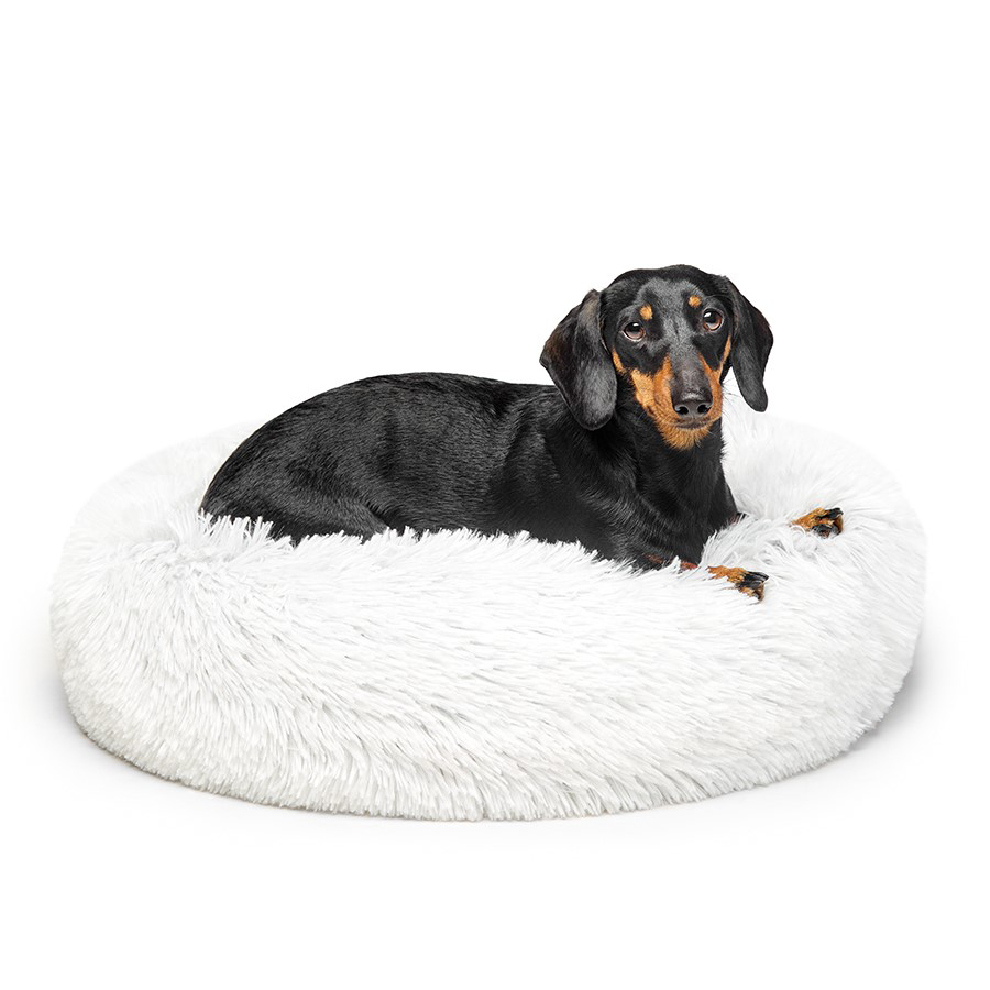 Fur King "Aussie" Calming Dog Bed - White - 60 CM - Small