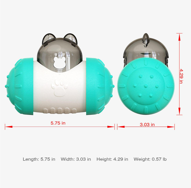 Pet Tumbler Treat Dispenser Ball,Interactive Feeding Toy for Dogs and Cats(Yellow and white)