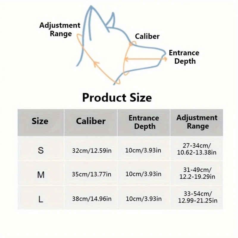 M Adjustable Leather Dog Muzzle for Large Breeds, Anti-Bite and Anti-Bark