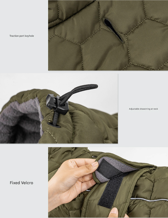 Size 2XL Olive Green Warm Quilted Dog Winter Coat - Adjustable Fleece-Lined Puffer Vest with Reflective Trim & Leash Port