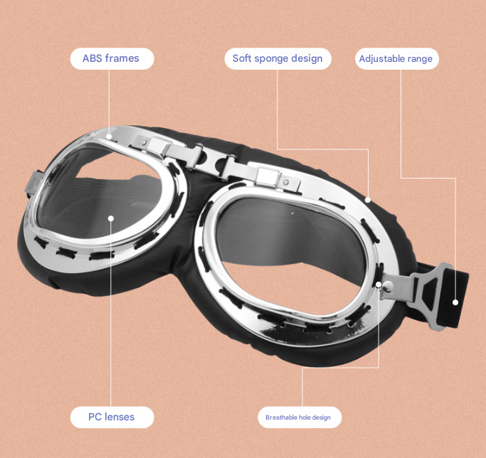 Blue Frame Black Film Retro Pet Goggles - UV Protection Sunglasses for Small Medium Dogs & Cats, Windproof Shatterproof Eye Protection