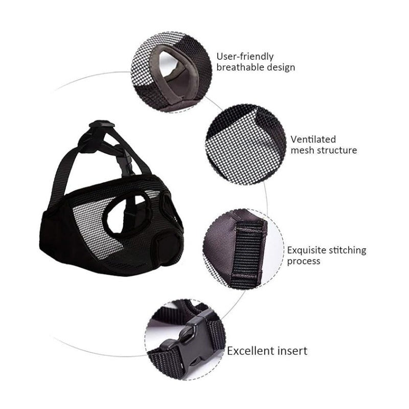 Black Adjustable Breathable Mesh Dog Muzzle for Short-Nosed Breeds(Size L)