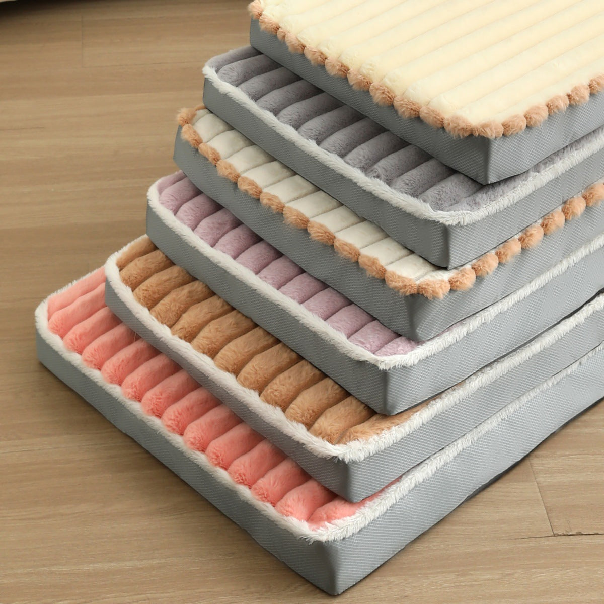 2-Piece Purple-pink Sponge large pet bed - plush dog mat, detachable, washable, anti-slip base(50*40*8cm)