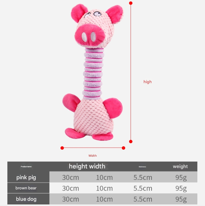 2-Piece Pink Long Neck Plush Dog Toy - Interactive Chew & Cuddle Toy for Puppies
