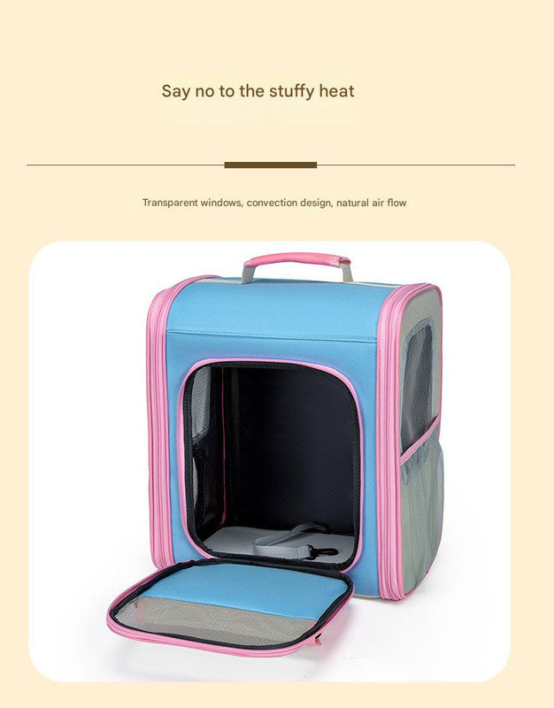 Breathable Pet Carrier Backpack - Large Capacity, Multiple Windows, Oxford Cloth(pink)