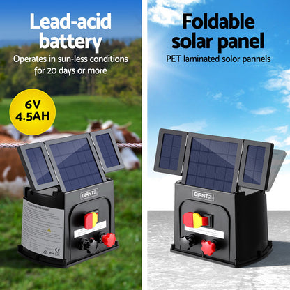 Giantz 5km Electric Fence Energiser PET Solar Energizer 0.15J