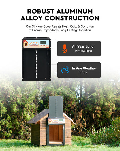 Automatic Chicken Coop Door Solar/Battery/AC 6W Aluminum Copper