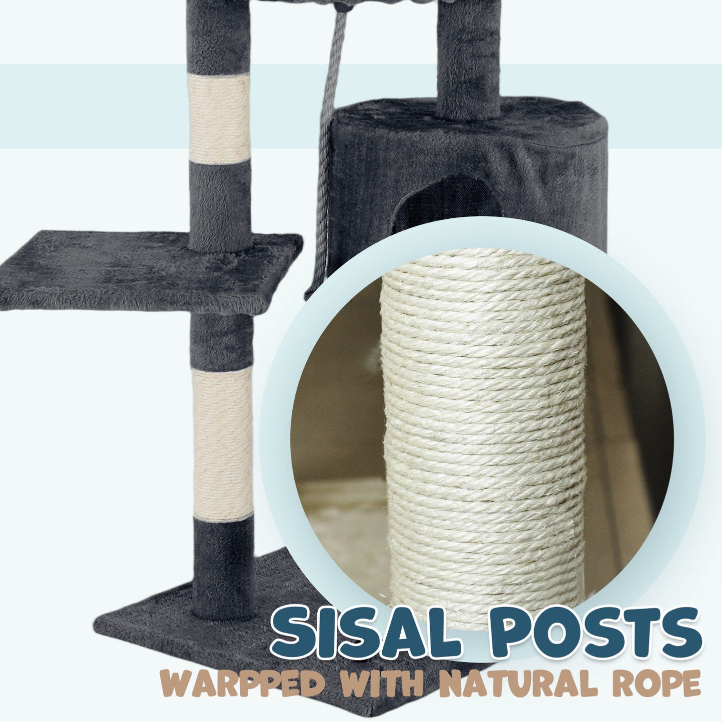 Cat Tower Tree Condo Scratching Post Dark Grey 142cm