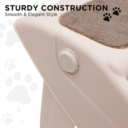 Furtastic Foldable Pet Stairs In White - 50cm Dog Ladder Cat Ramp