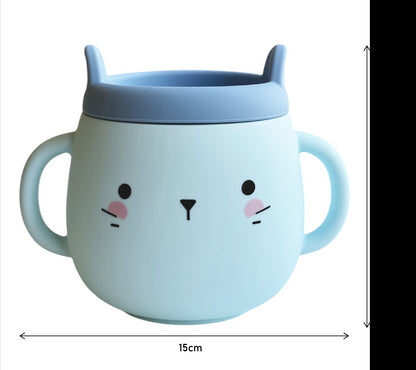 Whisker Wonderland Innovative Hydroponic Cat Grass Growing Mug - Blue | Soil-Free, Digestion & Hairball Aid, Eco-Friendly Silicone, Reusable