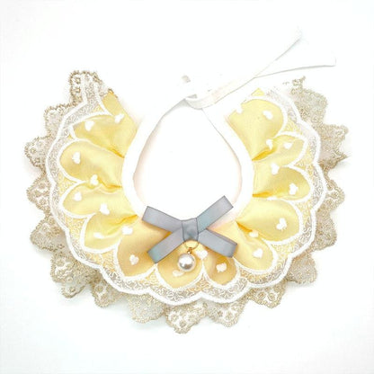 Pet Bib Adjustable Saliva Towel Lace Pearl Pendant Dog Collar - Size Xs