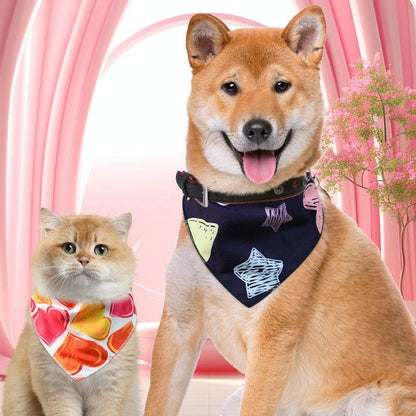 Cute Pet Triangle Towel Bib Cartoon Cats And Dogs Drool Towel Scarf - 05