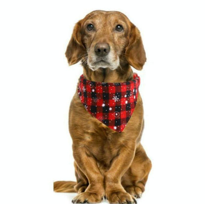 Pet Triangle Towel Christmas Snowflake Dog Saliva Towel - Size S - Red