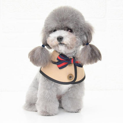 Dog Shawl Saliva Towel Scarf Pet Bow Tie Jewelry Accessories - Size S - Khaki