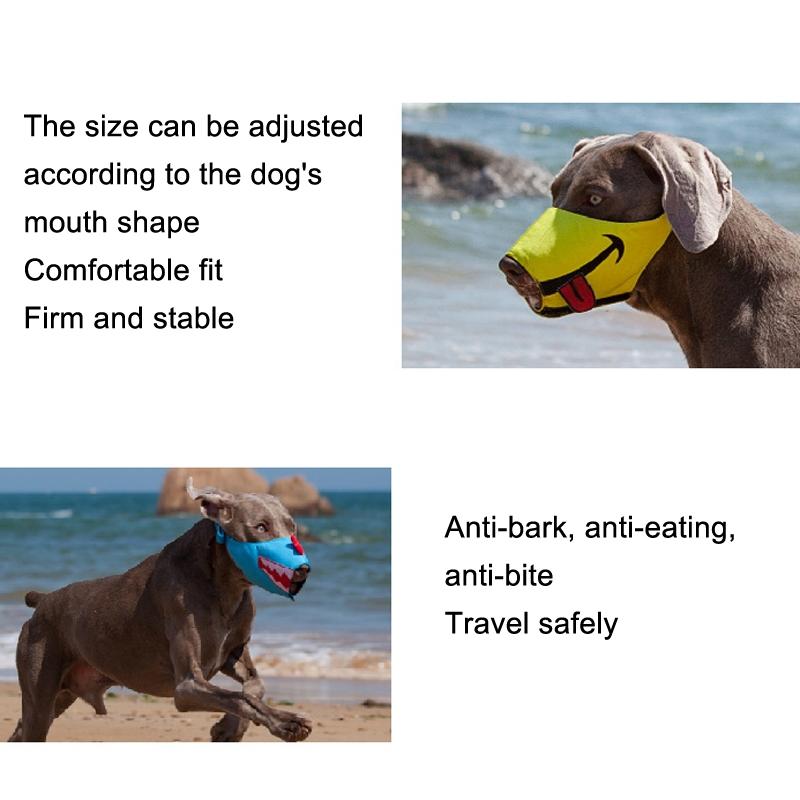 Cartoon Dog Mouth Cover Anti-Bite Nylon Dog Mask - Size L - Yellow - M