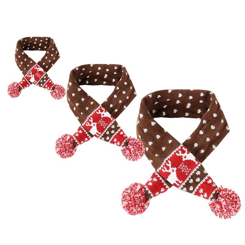 Christmas Pet Scarf Autumn And Winter Warm Elk Christmas Dog Scarf - Size L Brown