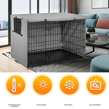 Outdoor Pet Cage Cover - Oxford Cloth Dustproof Rainproof Sunscreen - 94x61x63.5cm - Grey