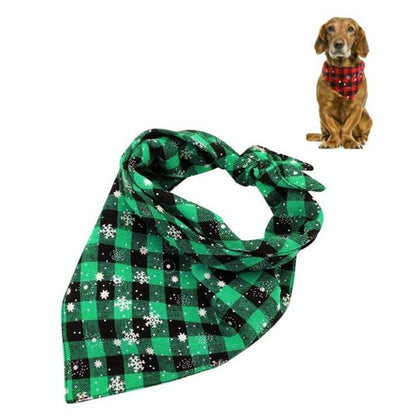 Pet Triangle Towel Christmas Snowflake Dog Saliva Towel - Size S - Green