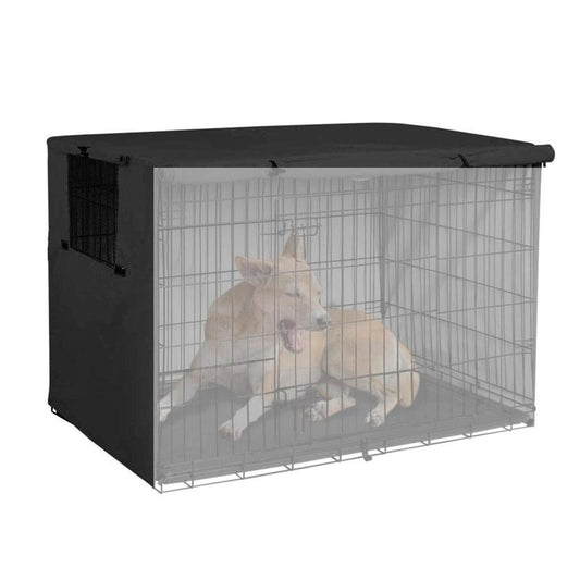 Outdoor Pet Cage Cover - Oxford Cloth Dustproof Rainproof Sunscreen - 63.5x48x50cm - Black