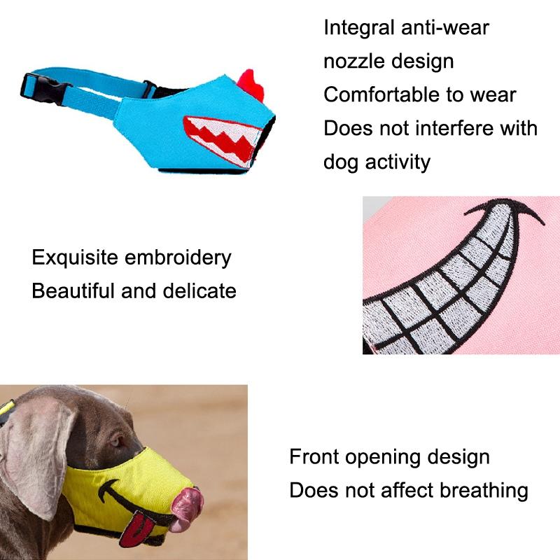 Cartoon Dog Mouth Cover Anti-Bite Nylon Dog Mask - Size L - Pink - L