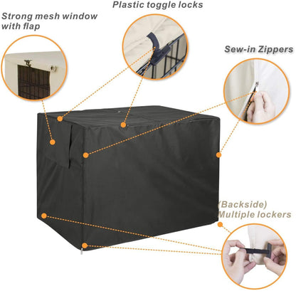 Outdoor Pet Cage Cover - Oxford Cloth Dustproof Rainproof Sunscreen - 94x61x63.5cm - Black