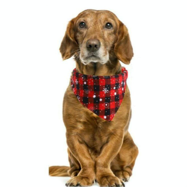 Pet Triangle Towel Christmas Snowflake Dog Saliva Towel - Size S - Orange