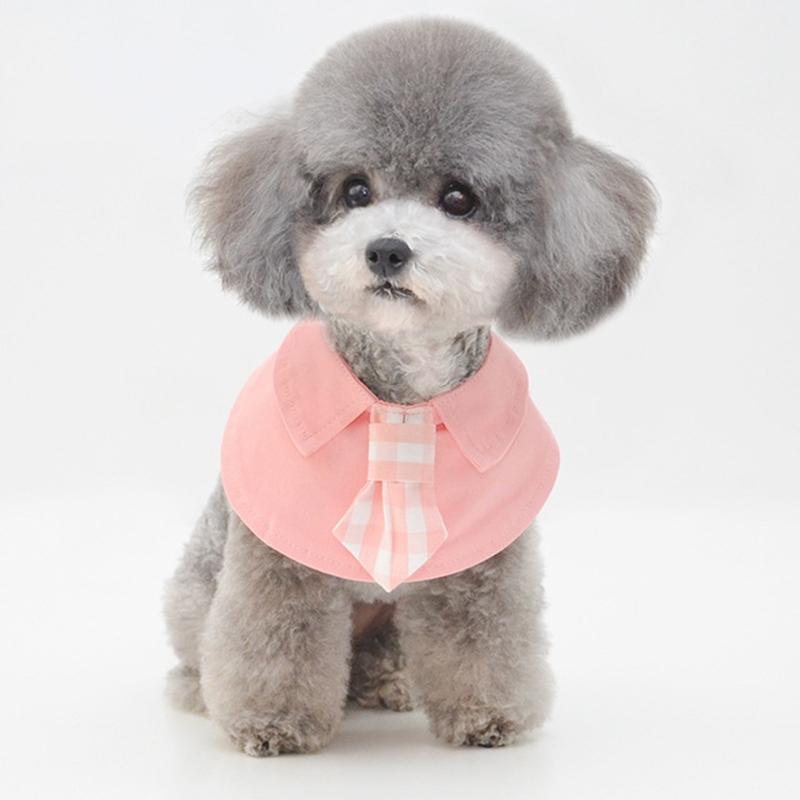 Pet Shawl Scarf Saliva Towel Dog Clothes Accessories - Size L - Pink