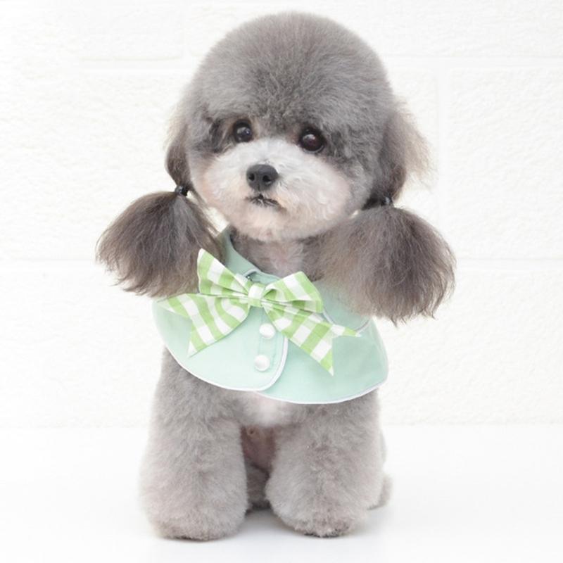 Pet Accessories Dog Small Shawl Bib Saliva Towel Triangle Scarf - Size M - Light Green