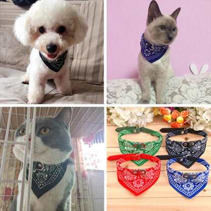 Adjustable Dog Bandana Leather Printed Soft Scarf Collar Neckerchief For Puppy Pet - Size M - Magenta