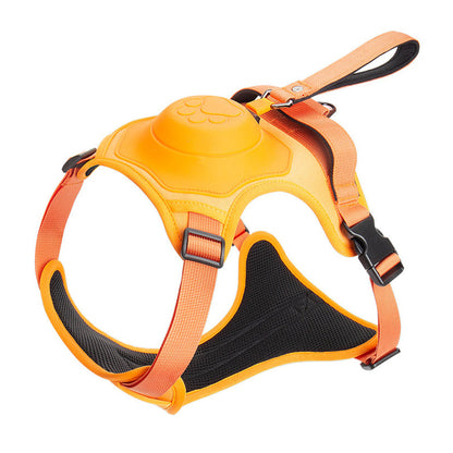 Vibe Geeks Ultimate 2-in-1 Reflective No-pull Dog Harness with Retractable Leash and Control Handle - Black - M