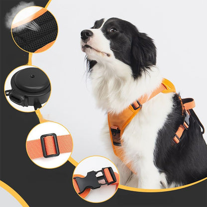 Vibe Geeks Ultimate 2-in-1 Reflective No-pull Dog Harness with Retractable Leash and Control Handle - Black - Xl