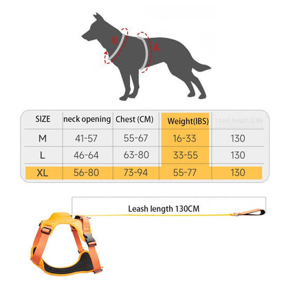 Vibe Geeks Ultimate 2-in-1 Reflective No-pull Dog Harness with Retractable Leash and Control Handle - Orange - Xl