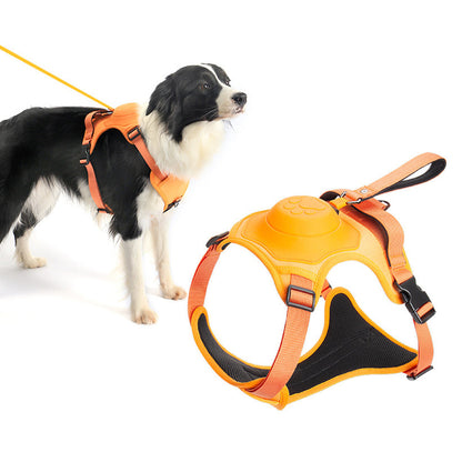 Vibe Geeks Ultimate 2-in-1 Reflective No-pull Dog Harness with Retractable Leash and Control Handle - Red - L