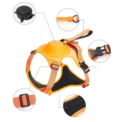 Vibe Geeks Ultimate 2-in-1 Reflective No-pull Dog Harness with Retractable Leash and Control Handle - Red - Xl