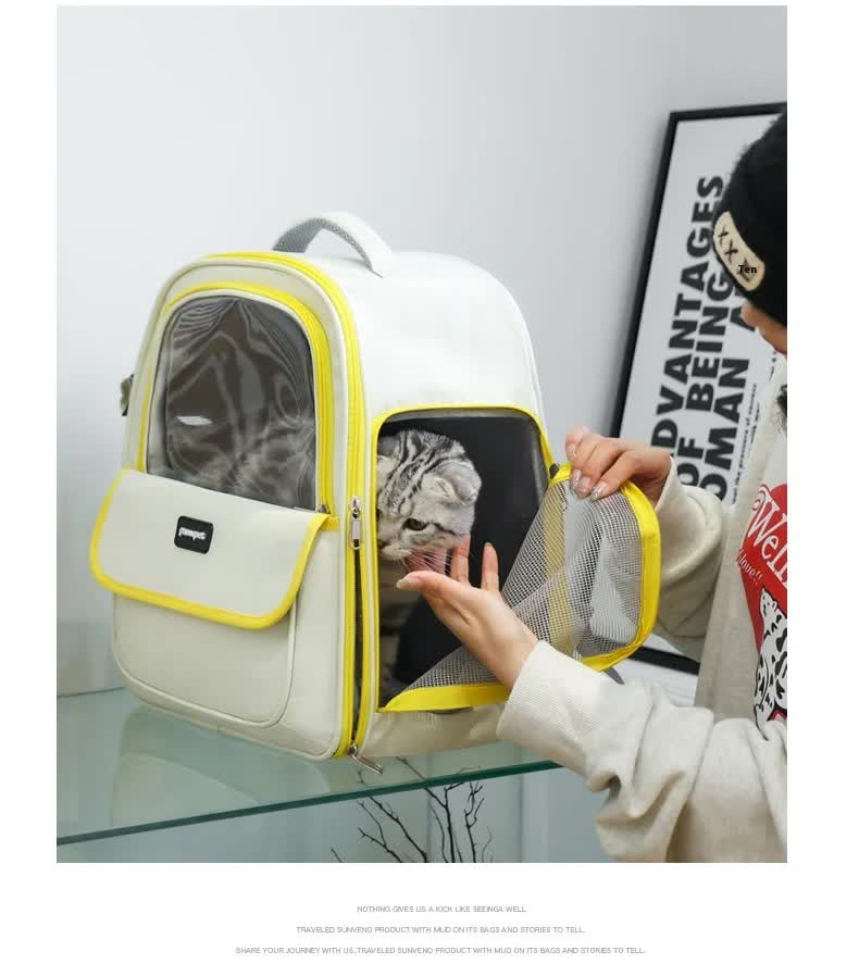 Yellow Pet Carrier Backpack - Space Capsule Design for Cats & Small Dogs