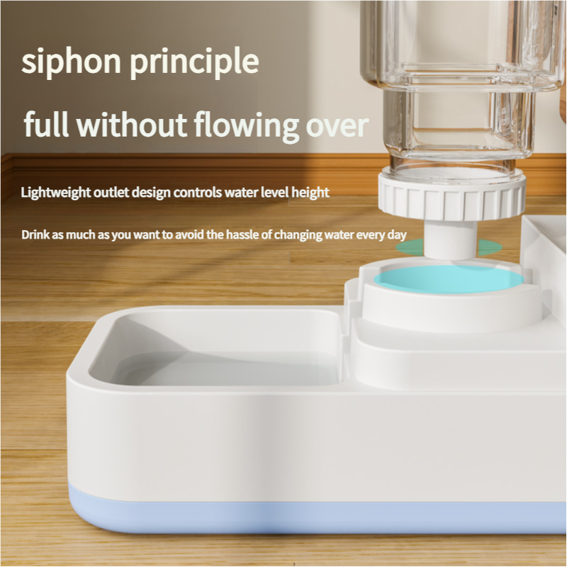 Pink 2-in-1 Automatic Pet Water and Food Dispenser - Gravity Feeder for Cats and Dogs