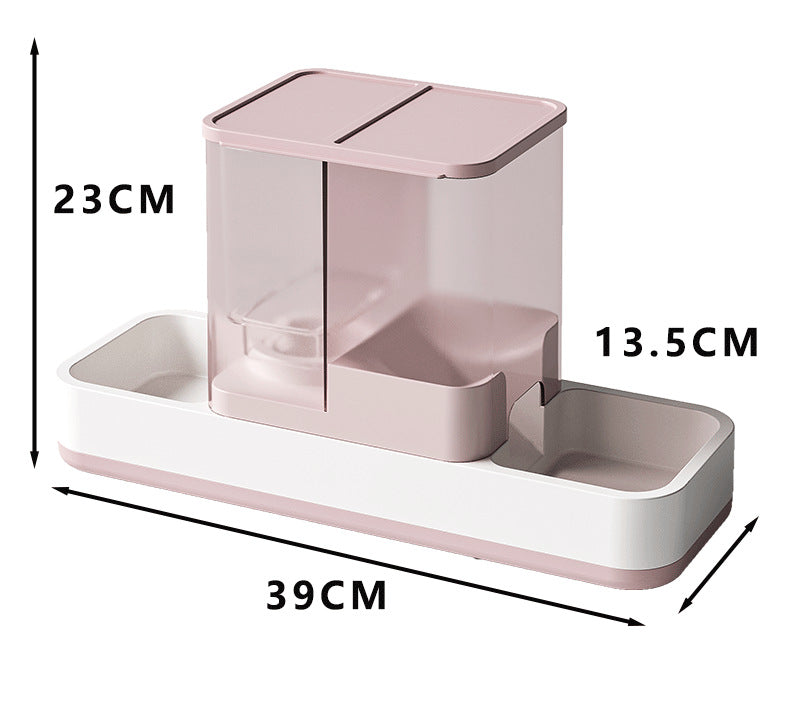 Pink 2-in-1 Automatic Pet Water and Food Dispenser - Gravity Feeder for Cats and Dogs