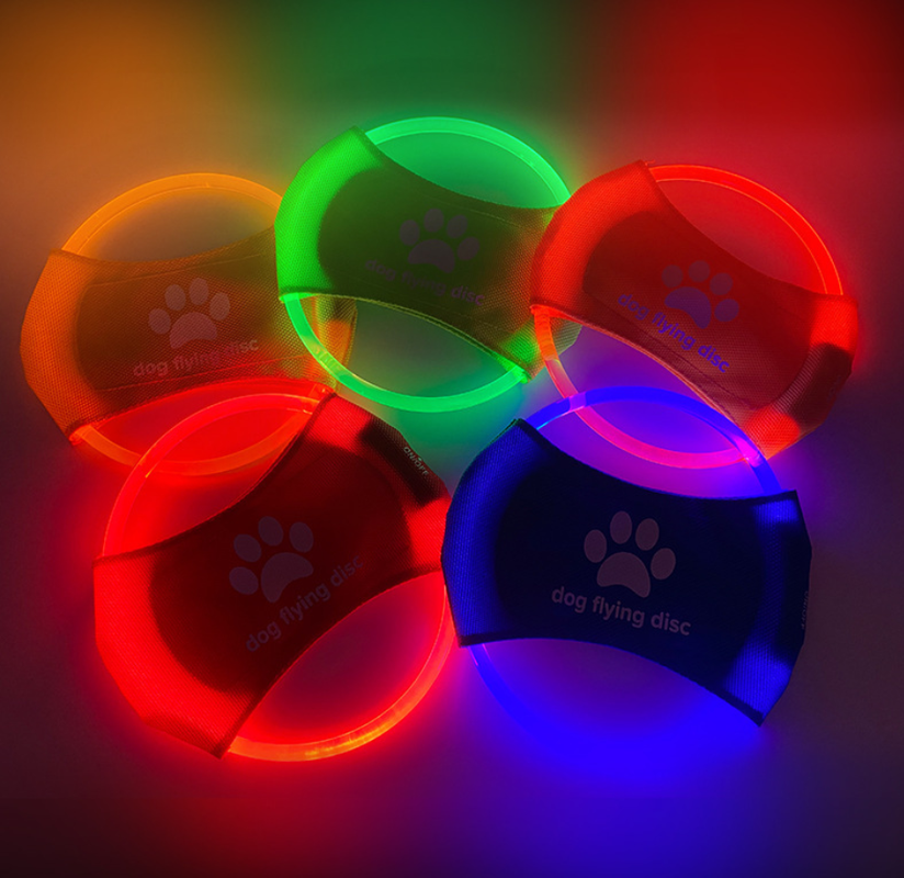 Yellow LED Light Up Dog Frisbee - Rechargeable & Durable Pet Toy
