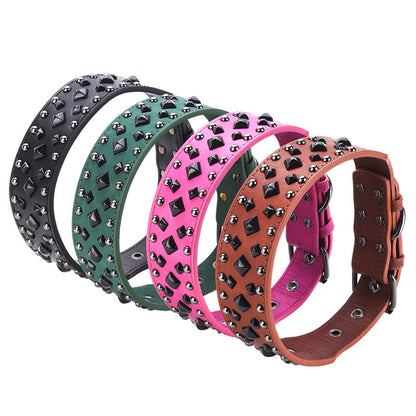 Size S Black 1 pack Stylish PU Leather Dog Collar with Spikes - Adjustable, Durable & Comfortable for Medium to Large Breeds