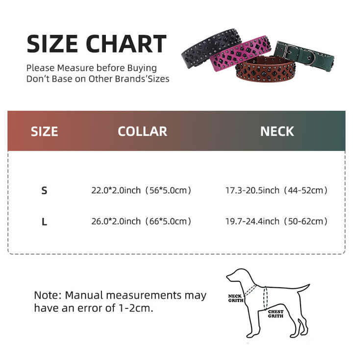 Size S Brown 1 pack Stylish PU Leather Dog Collar with Spikes - Adjustable, Durable & Comfortable for Medium to Large Breeds