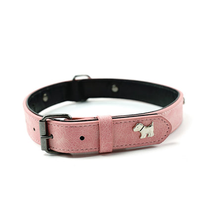 2 PCS Pink Soft Leather Dog Collar - Adjustable & Durable for Medium/Large Dogs XS-（42*1.5cm）