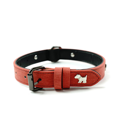 2 PCS Red Soft Leather Dog Collar - Adjustable & Durable for Medium/Large Dogs S-(48*2.0cm)