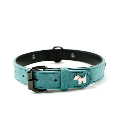 2 PCS Green Soft Leather Dog Collar - Adjustable & Durable for Medium/Large Dogs S-(48*2.0cm)