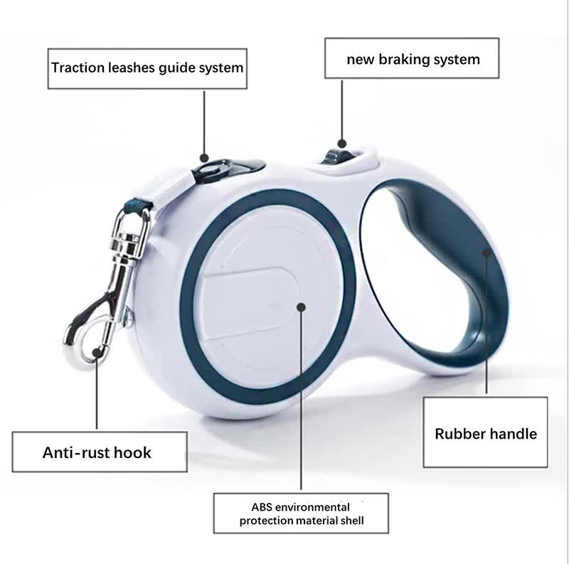 Blue 5M Pet Leash Retractable - Tangle-Free, Extendable Pet Leash for Walking