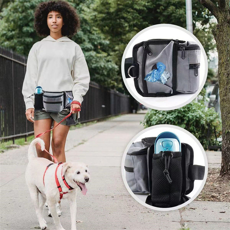 Multi-Function Dog Training Belt Bag with Water Bottle Holder - Black