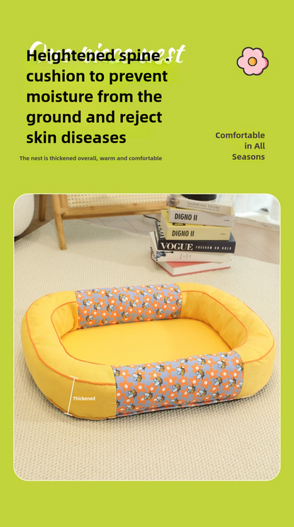 Size S Green Cozy Pet Bed for Small Dogs and Cats - Durable & Chew-Resistant Nest for All Seasons