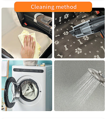 4 Pcs Black with Paw Waterproof Pet Car Seat Cover - Scratch-Resistant Oxford Cloth  for Dogs and Cats (106 x 49 cm)