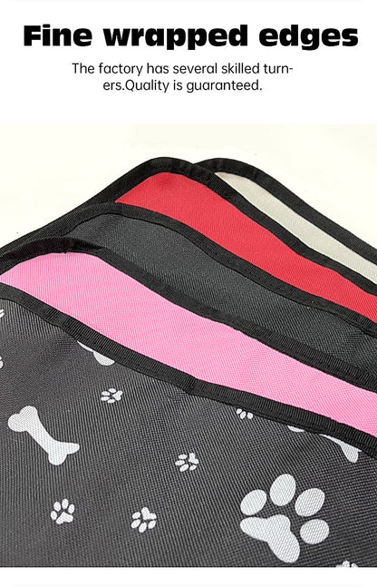 4 Pcs Black with Paw Waterproof Pet Car Seat Cover - Scratch-Resistant Oxford Cloth  for Dogs and Cats (106 x 49 cm)