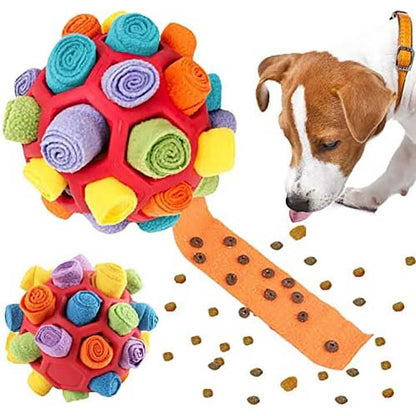 Blue Ball And Blue Strips Of Fabric Interactive Pet Snuffle Ball - Treat-Dispensing Toy for Dogs and Cats, 20 cm TPR and Felt Fabric for Mental Stimulation